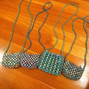 NEW Bundle of 4 Beaded Flower Bags With Zipper